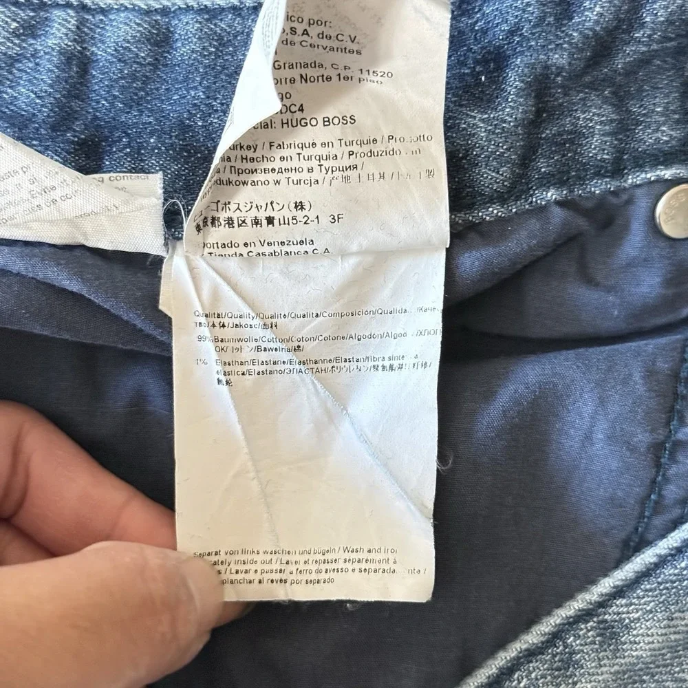 Hugo Boss Orange Mens Jeans 35x32 Blue Straight‎ Slim Medium Wash Denim